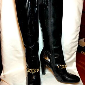 Seigal Black patent knee high boots Women’s size 7.5